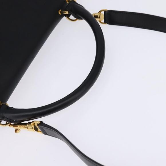 CELINE Trapeze Hand Bag Leather Canvas Beige Black Orange - Picture 7 of 13